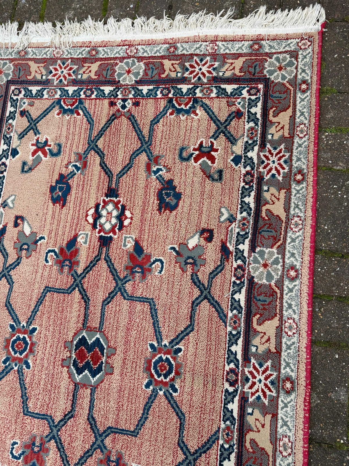 Attractive Medium Sized Vintage Rug With Pink, Red, Blue Pattern (183cm X 100cm) photo buy
