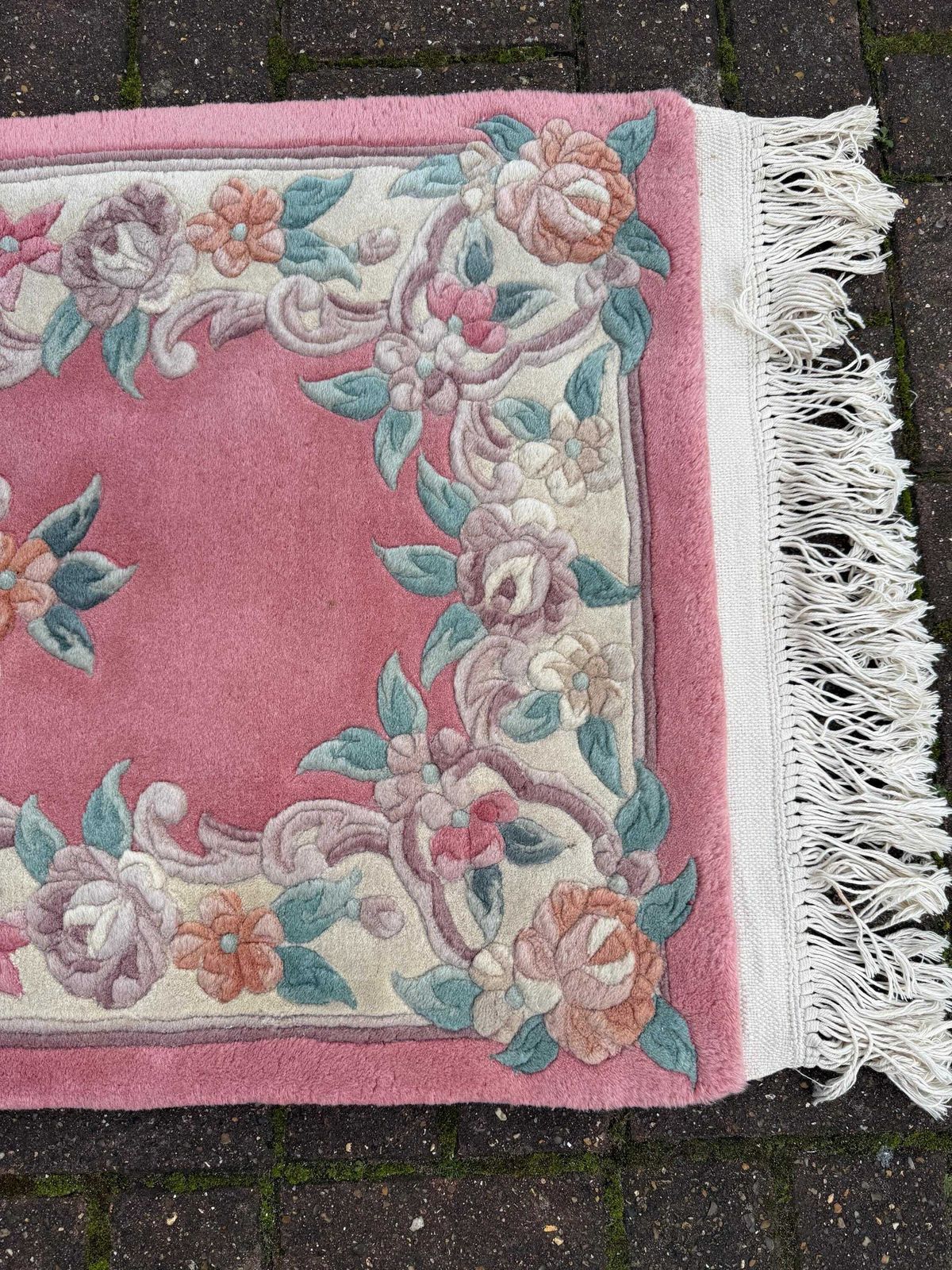 Pink Chinese Woollen Rug In Vgc (145cm X 60cm) photo buy
