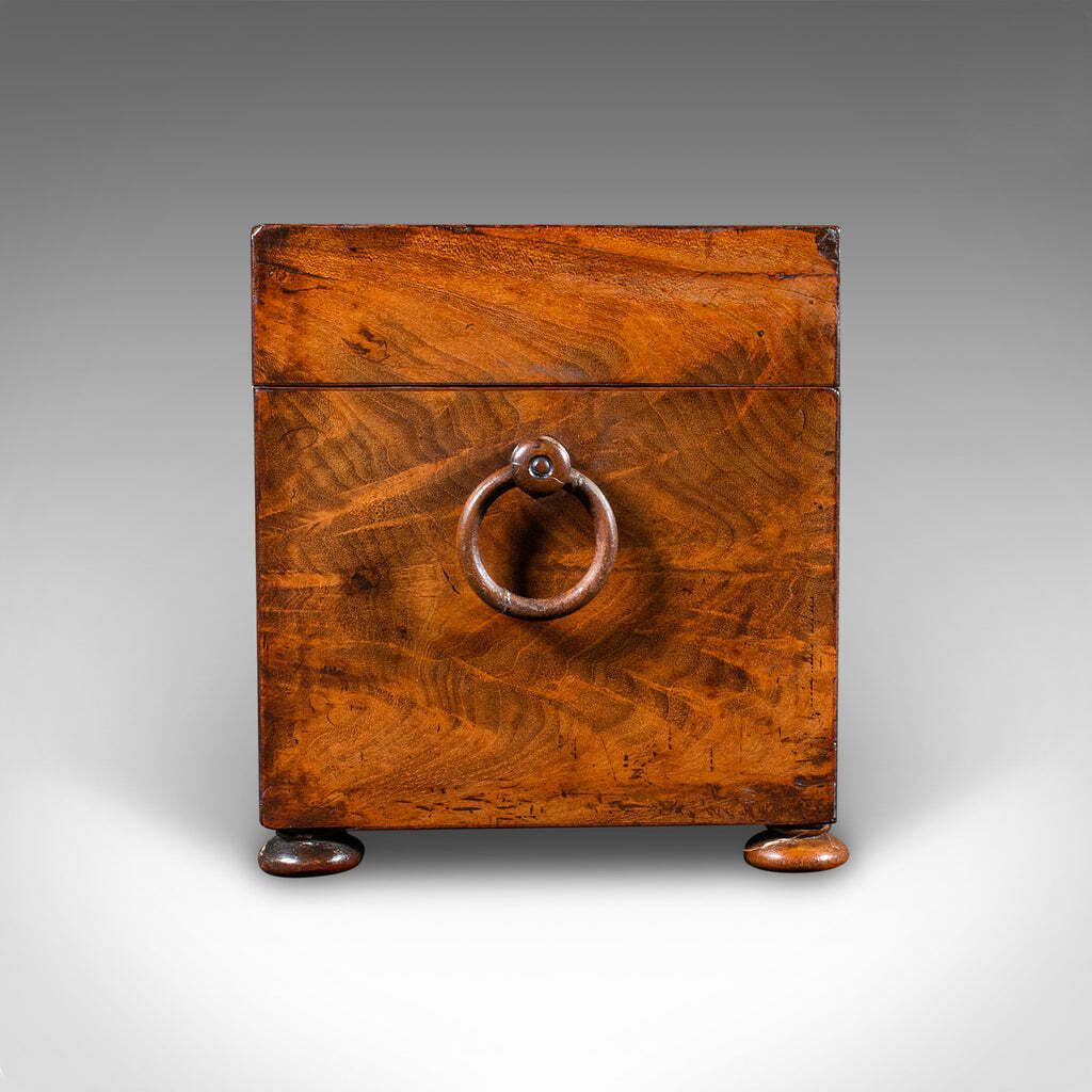 Antique Tea Caddy, English, Loose Leaf Canister, Mixing Glass, Regency, C.1820 photo 985.0