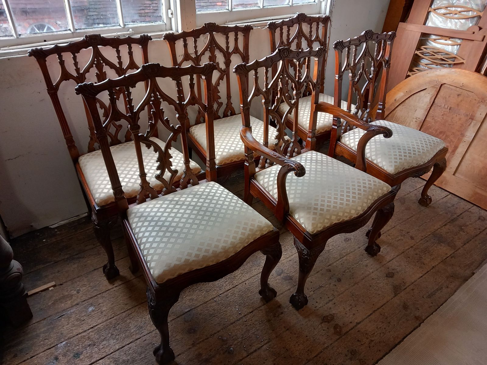 Set Of 6 Chippendale Style Dining Chairs photo for sale