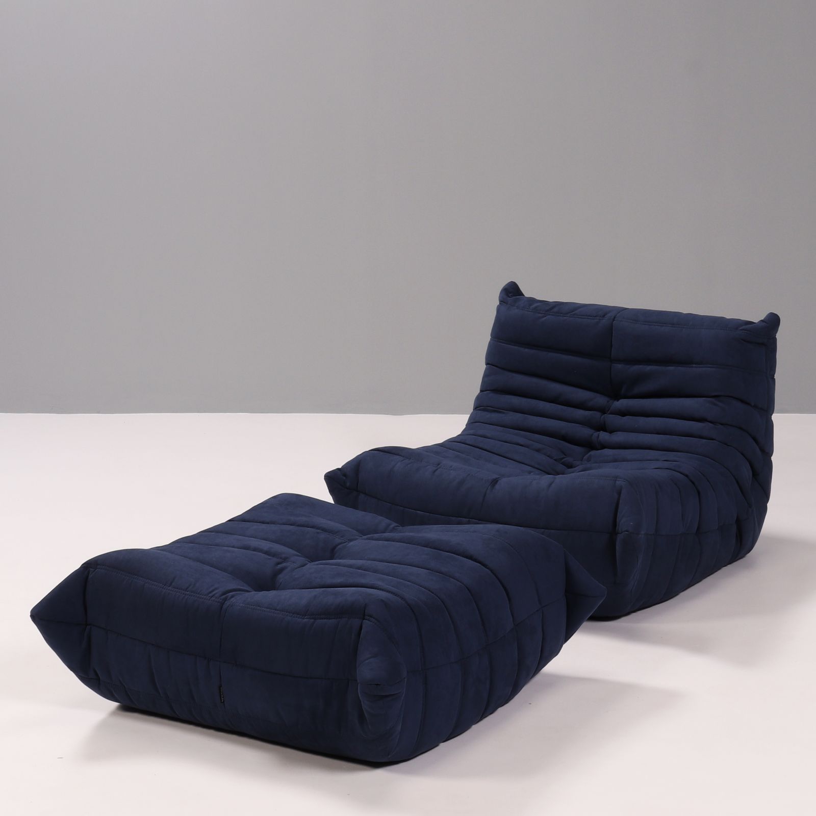 Ligne Roset By Michel Ducaroy Togo Blue Modular Sofa And Footstool, Set Of Five photo vinterior