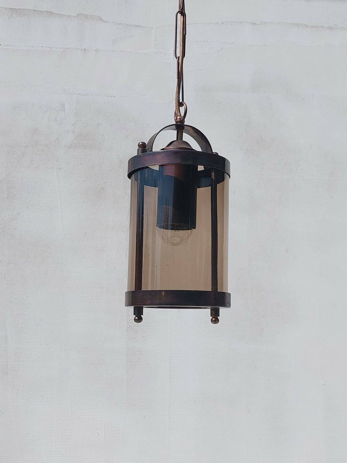 Vintage Chandelier/Elegant Vintage Chandelier/Mcm Chandelier/Mcm Pendant Lamp/Vintage Pendant Lamp/Mcm Pendant Lamp/Copper Smoked Glass/70's