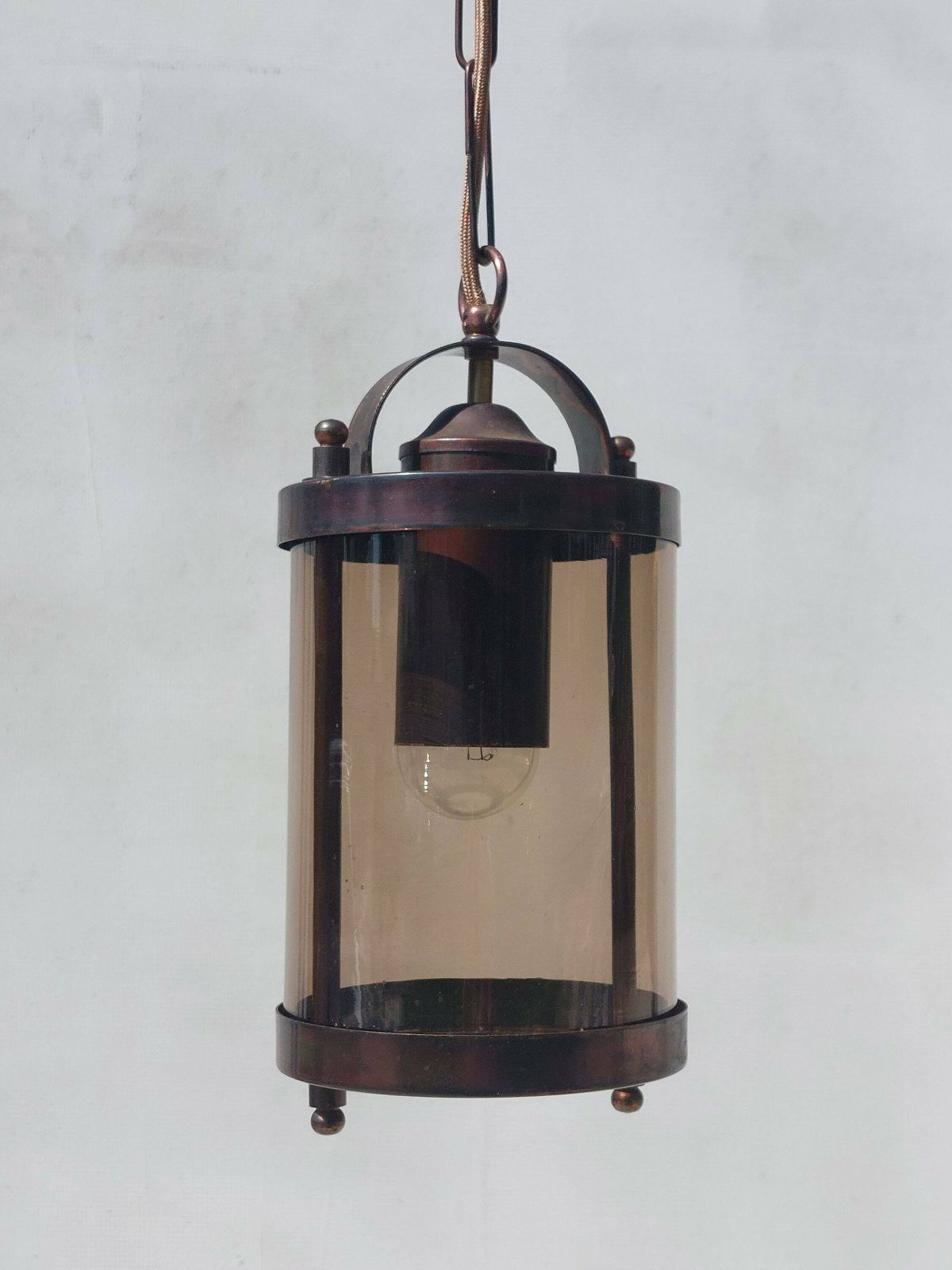 Vintage Chandelier/Elegant Vintage Chandelier/Mcm Chandelier/Mcm Pendant Lamp/Vintage Pendant Lamp/Mcm Pendant Lamp/Copper Smoked Glass/70's photo for sale