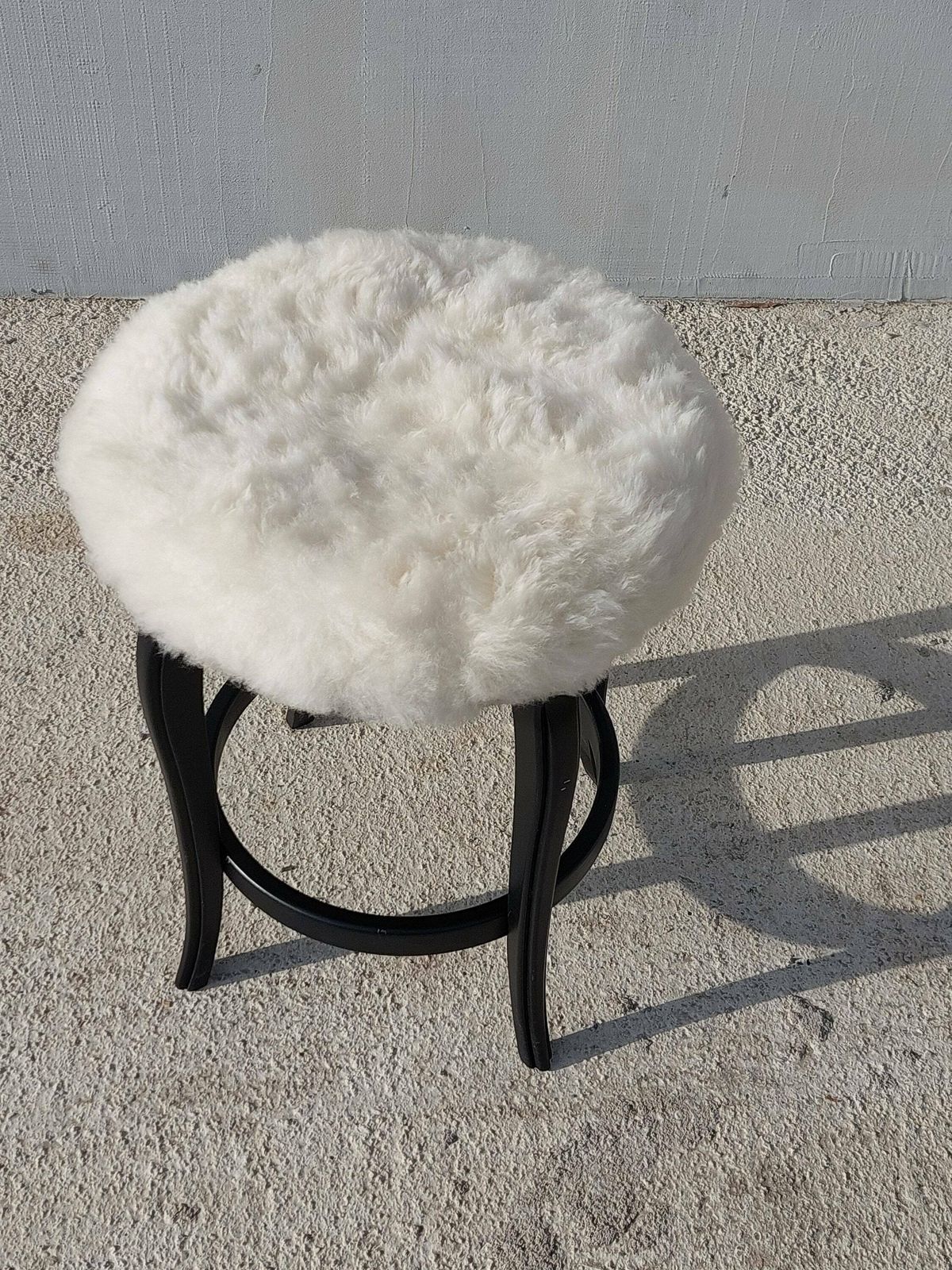 Thonet Style Stool /Thonet Style Sheepskin Chair /Mcm Stool Sheepskin Stool/ Unique Stool,Chair / Sheepskin Stool/Mcm Home/Mcm Interior/80's photo vintage