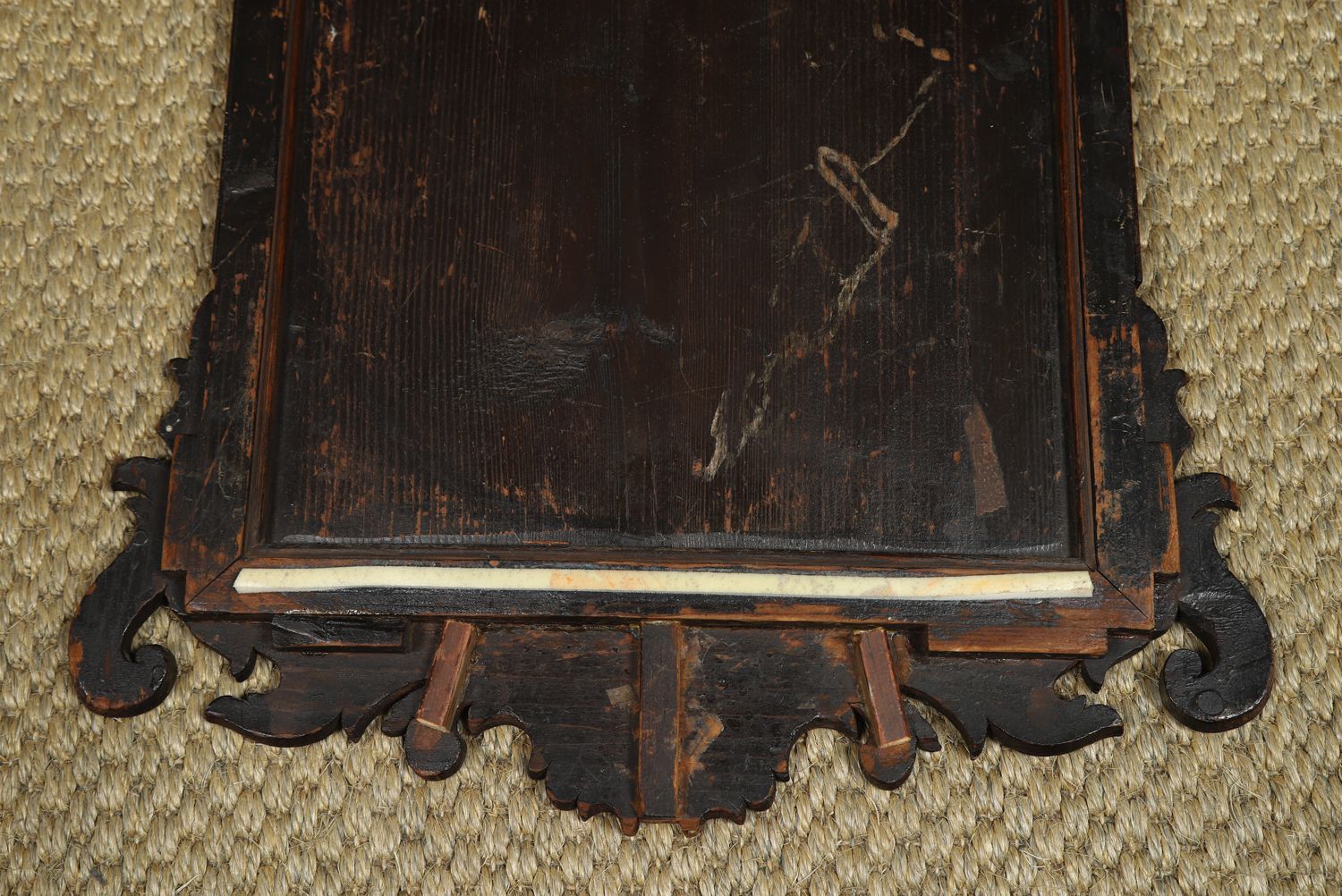 Home Decor English Georgian Chippendale Style Walnut & Gilt Wall Hanging Portrait Mirror (Circa 1910) photo