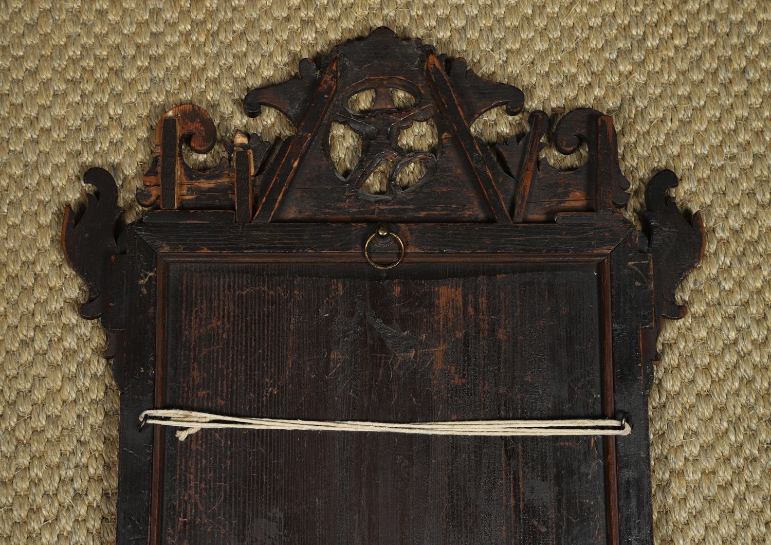 photo for sale English Georgian Chippendale Style Walnut & Gilt Wall Hanging Portrait Mirror (Circa 1910)