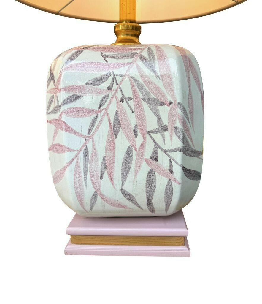 A Pair Of Large 1970s Ceramic Hand Painted Lamps By Ugo Zaccanini For Maison Lancel photo for sale