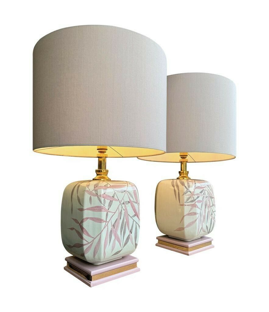 Lighting A Pair Of Large 1970s Ceramic Hand Painted Lamps By Ugo Zaccanini For Maison Lancel photo
