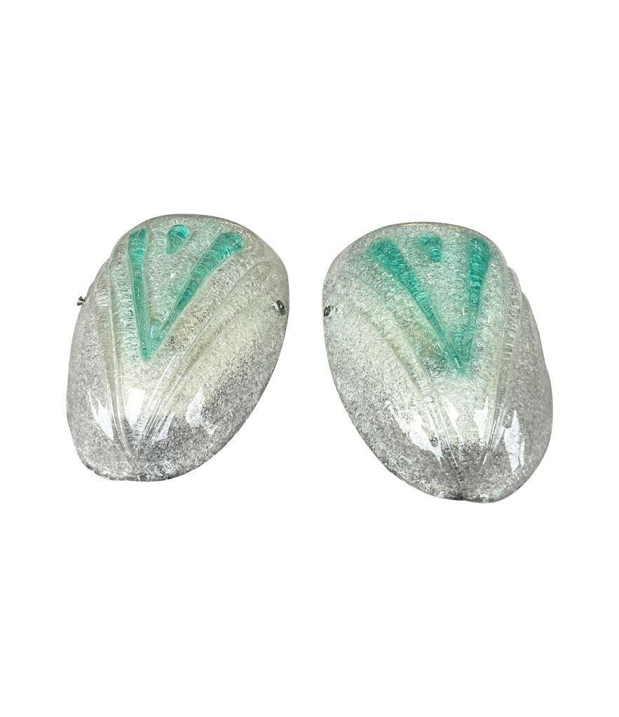 photo furniture A Pair Of 1970s Italian Murano Glass Wall Sconces With Teal Green Detail