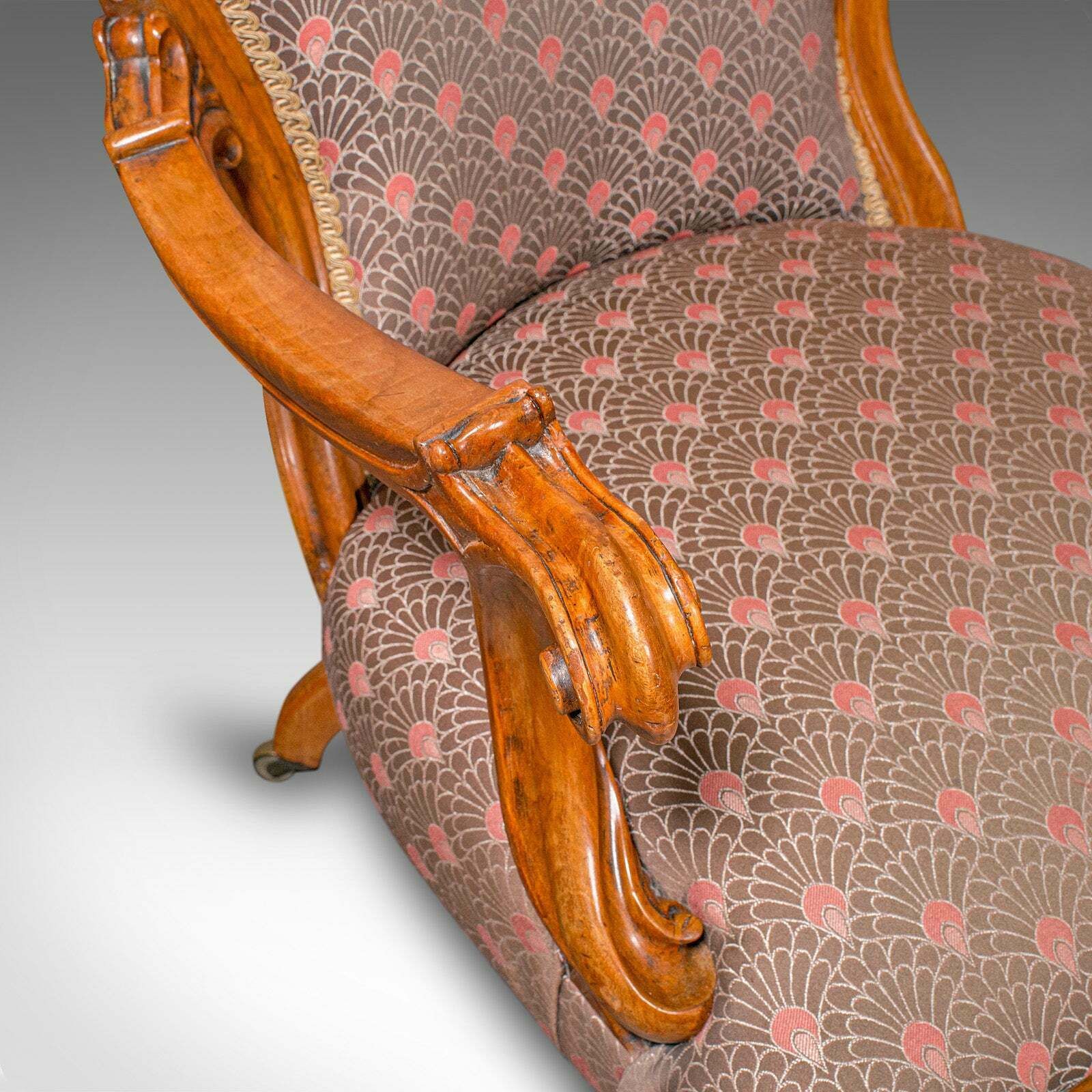 Antique Spoon Back Elbow Chair, English, Walnut, Armchair, Early Victorian, 1840 photo vintage