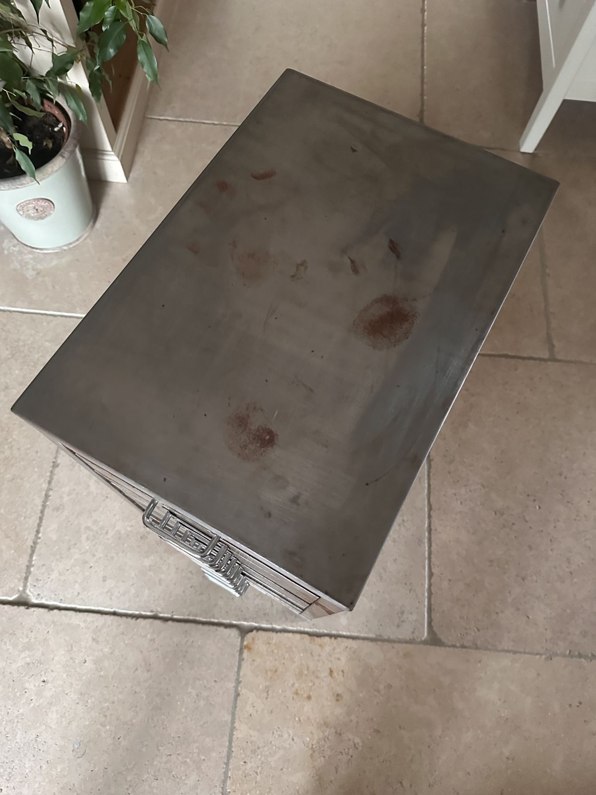 Rare Reclaimed Vintage 1940s Stripped Steel 10 Drawer Filing Cabinet With Chrome Handles photo for sale