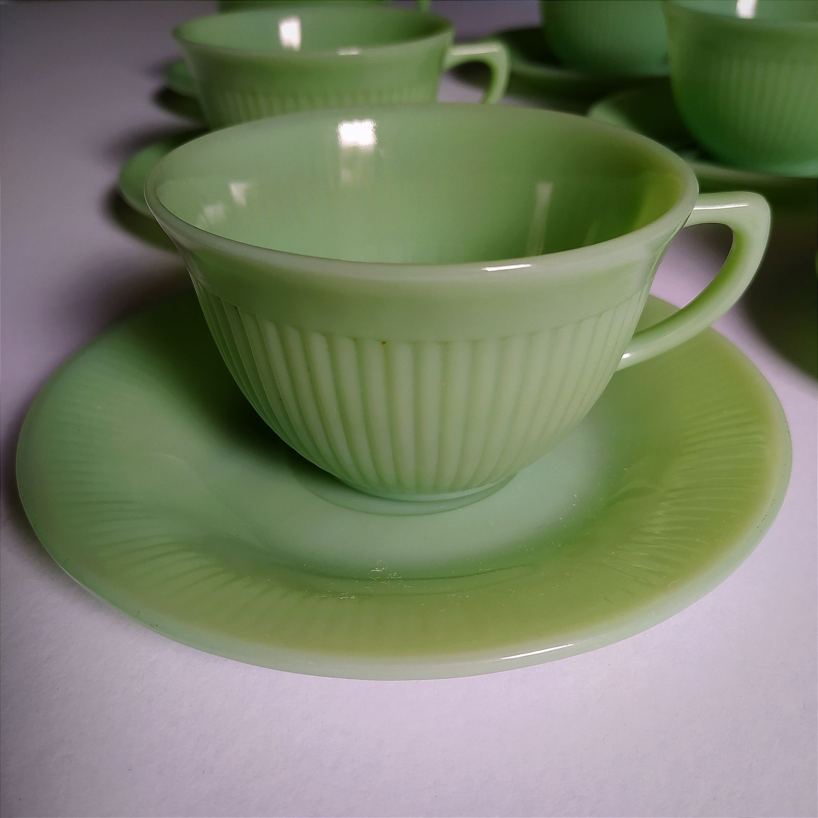Set Of 6,Mid Century Fire King Jadeite Coffee/Tea Cups. photo 240.0