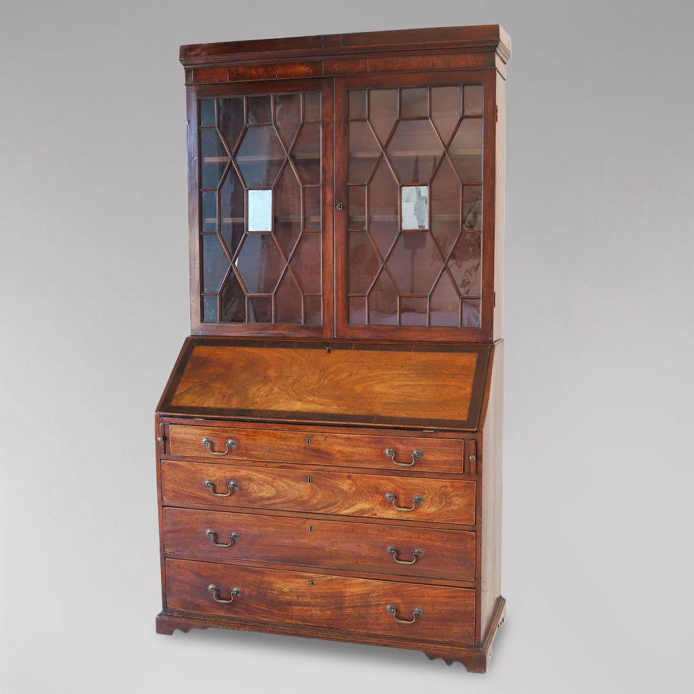 18th Century George III Period Mahogany Country House Bureau Bookcase photo furniture