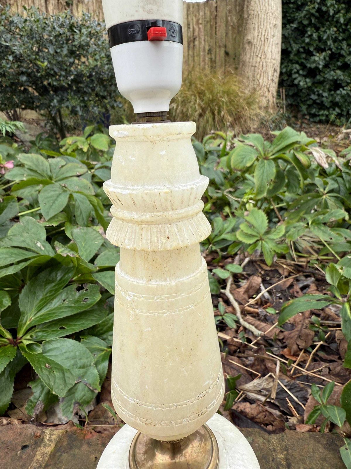 Unusual Retro Alabaster Vintage Table Lamp   White Marble Lamp   37cm Tall photo furniture