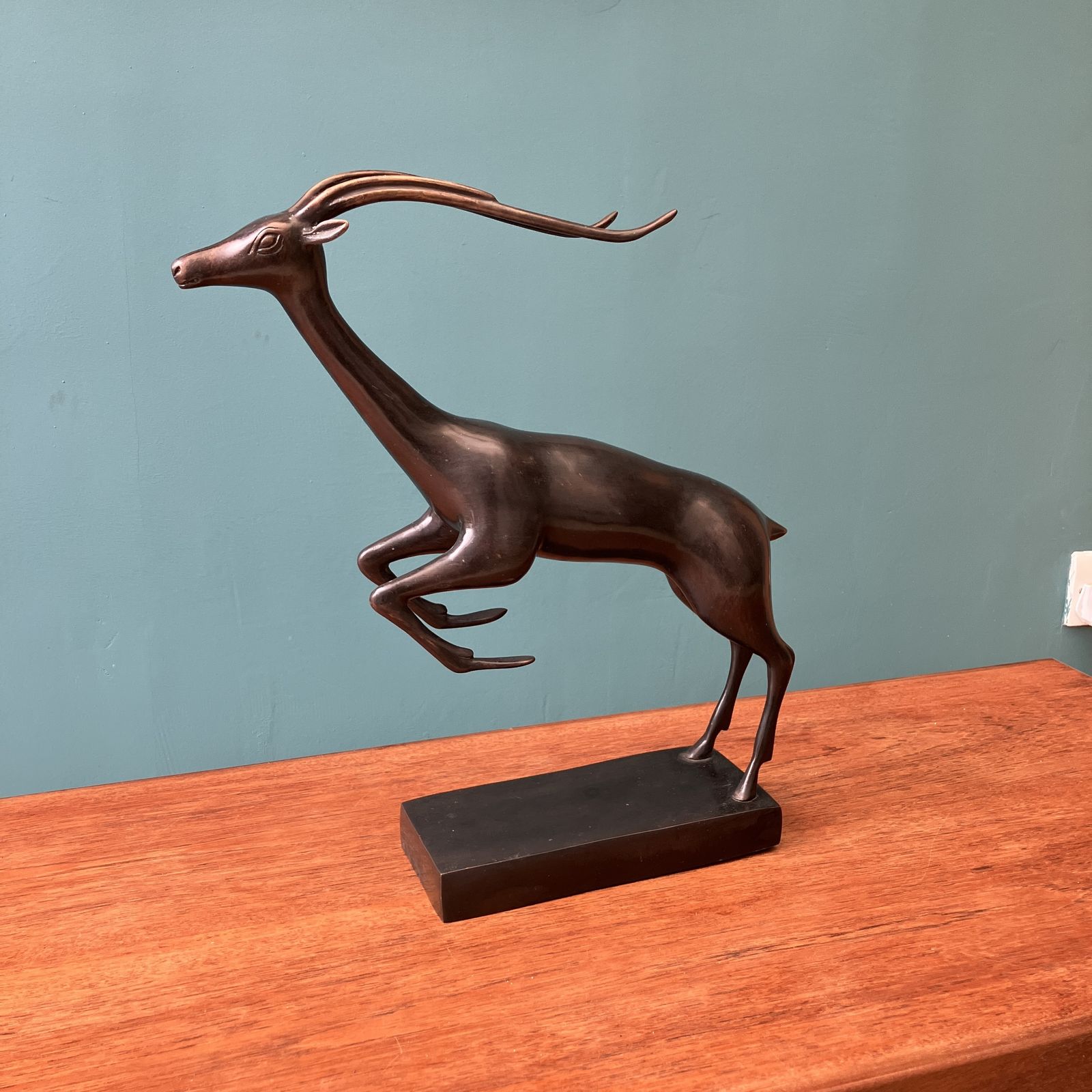 Art Deco Bronze Antelope Figurine Statue Art Sculpture 43cm Tall