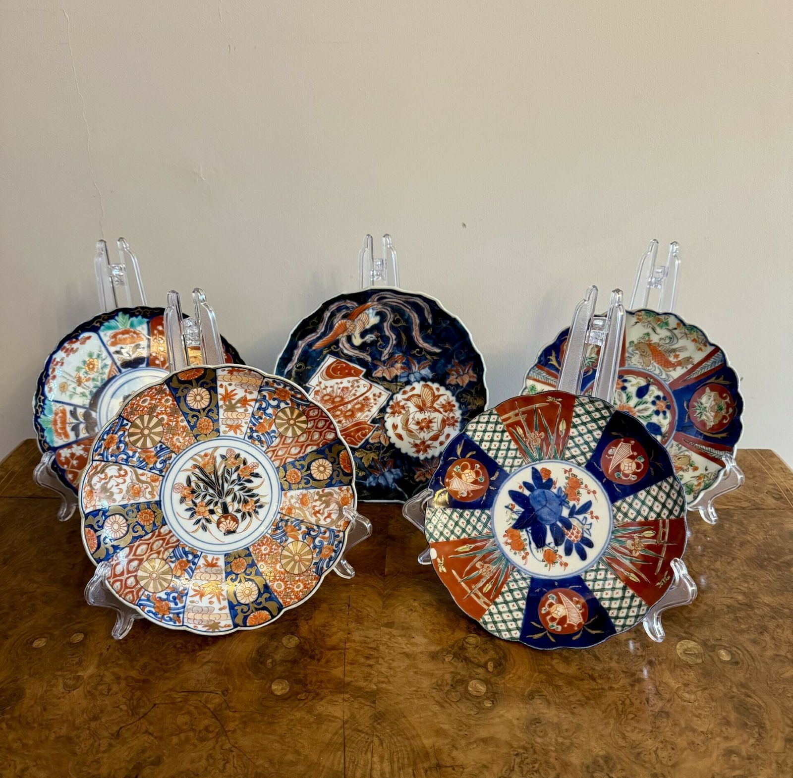 Fine Quality Collection Of Five Unusual Antique Japanese Imari Plates