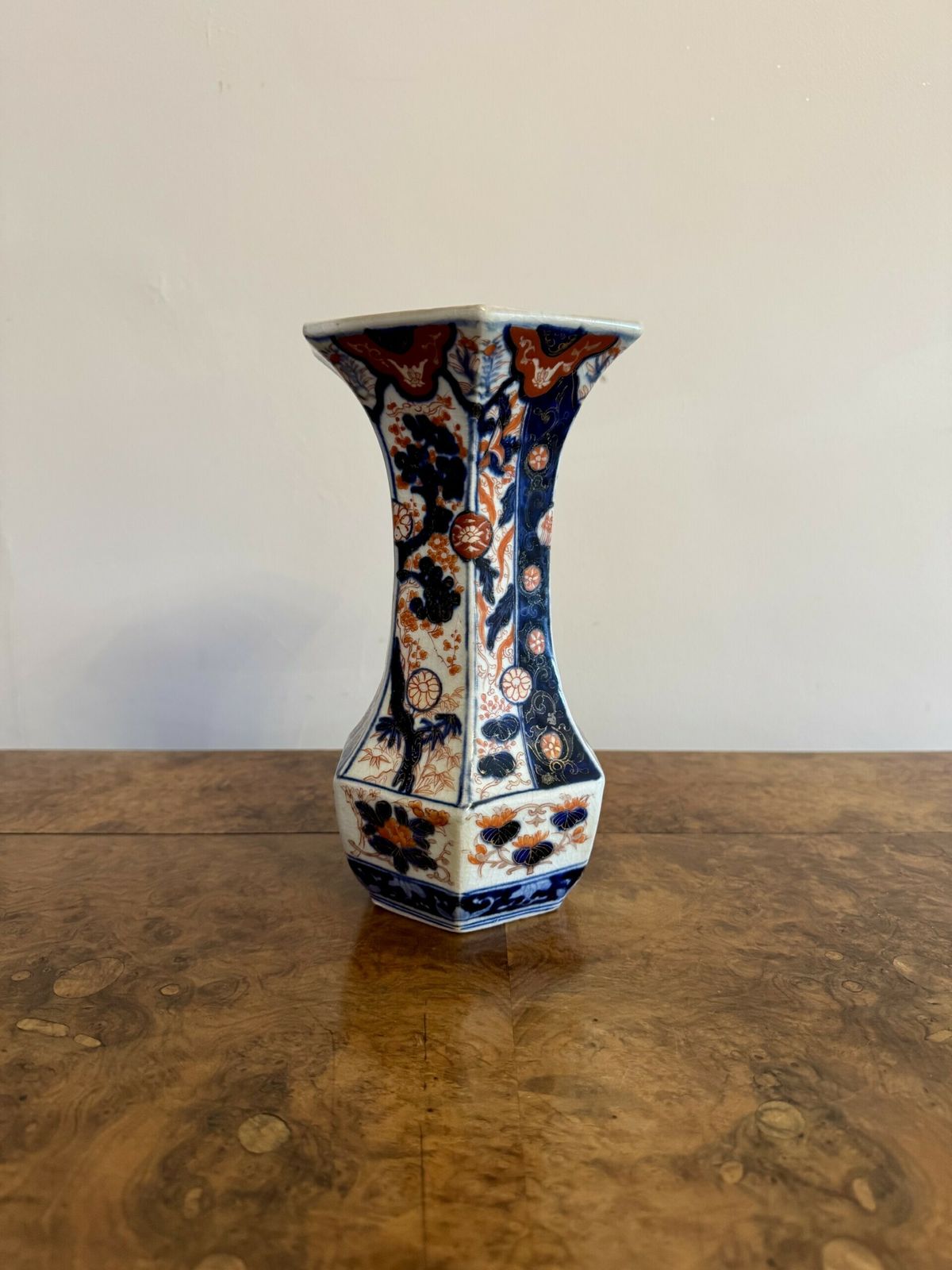 Quality Antique Japanese Imari Hexagonal Shaped Vase photo Home Decor