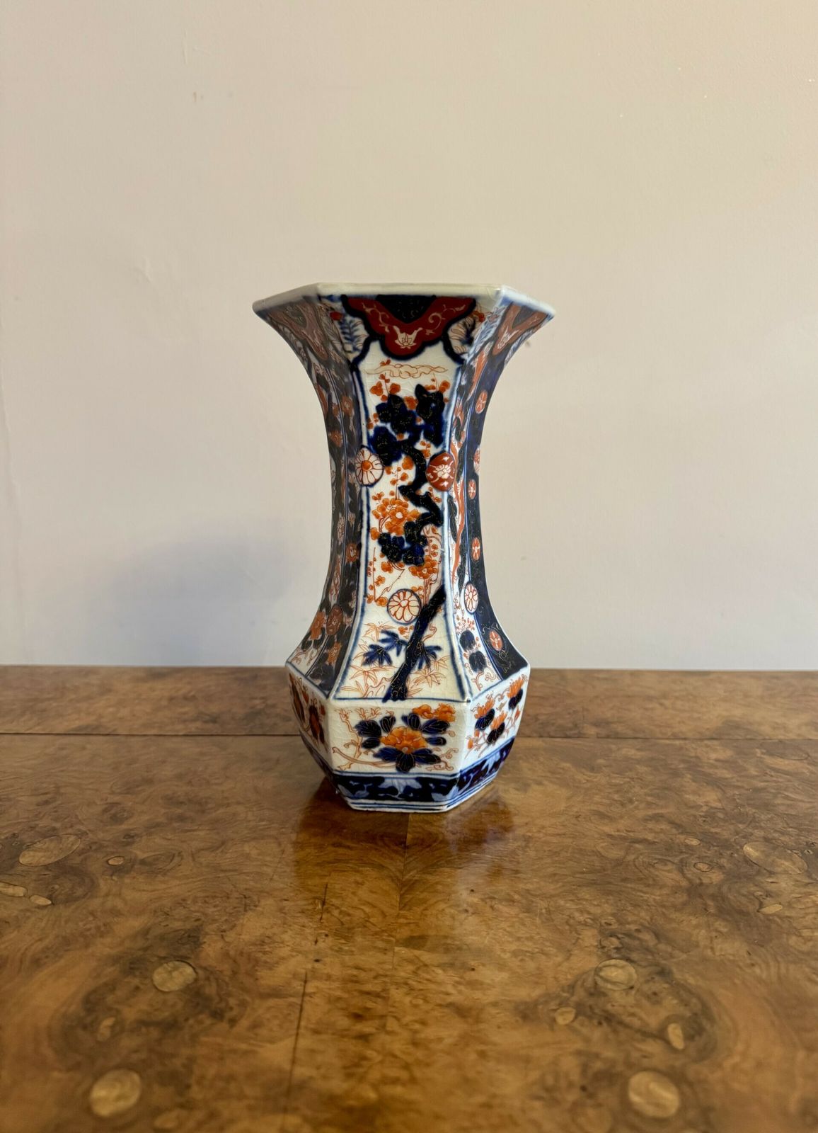 Quality Antique Japanese Imari Hexagonal Shaped Vase