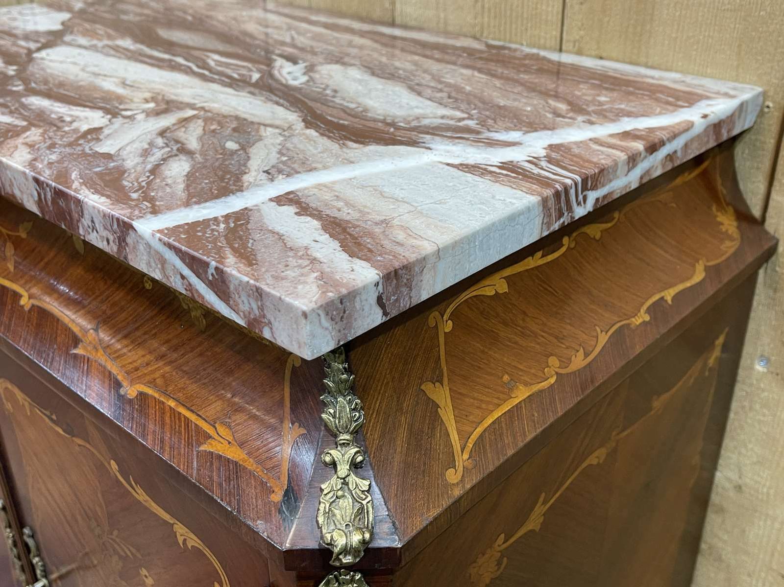 Louis XV Cabinet In Rosewood, Oak And Marble Top photo buy