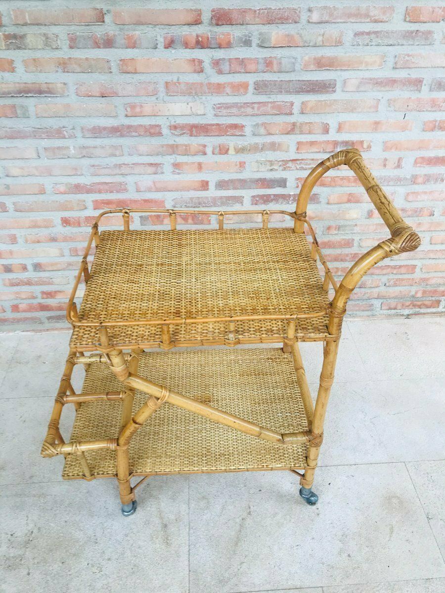 Mid Century Modern Bamboo Garden Tea Cart, 1950s photo for sale