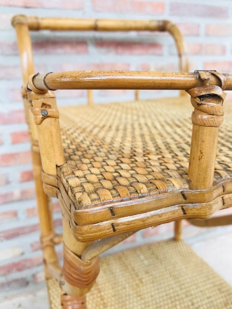 photo for sale Mid Century Modern Bamboo Garden Tea Cart, 1950s
