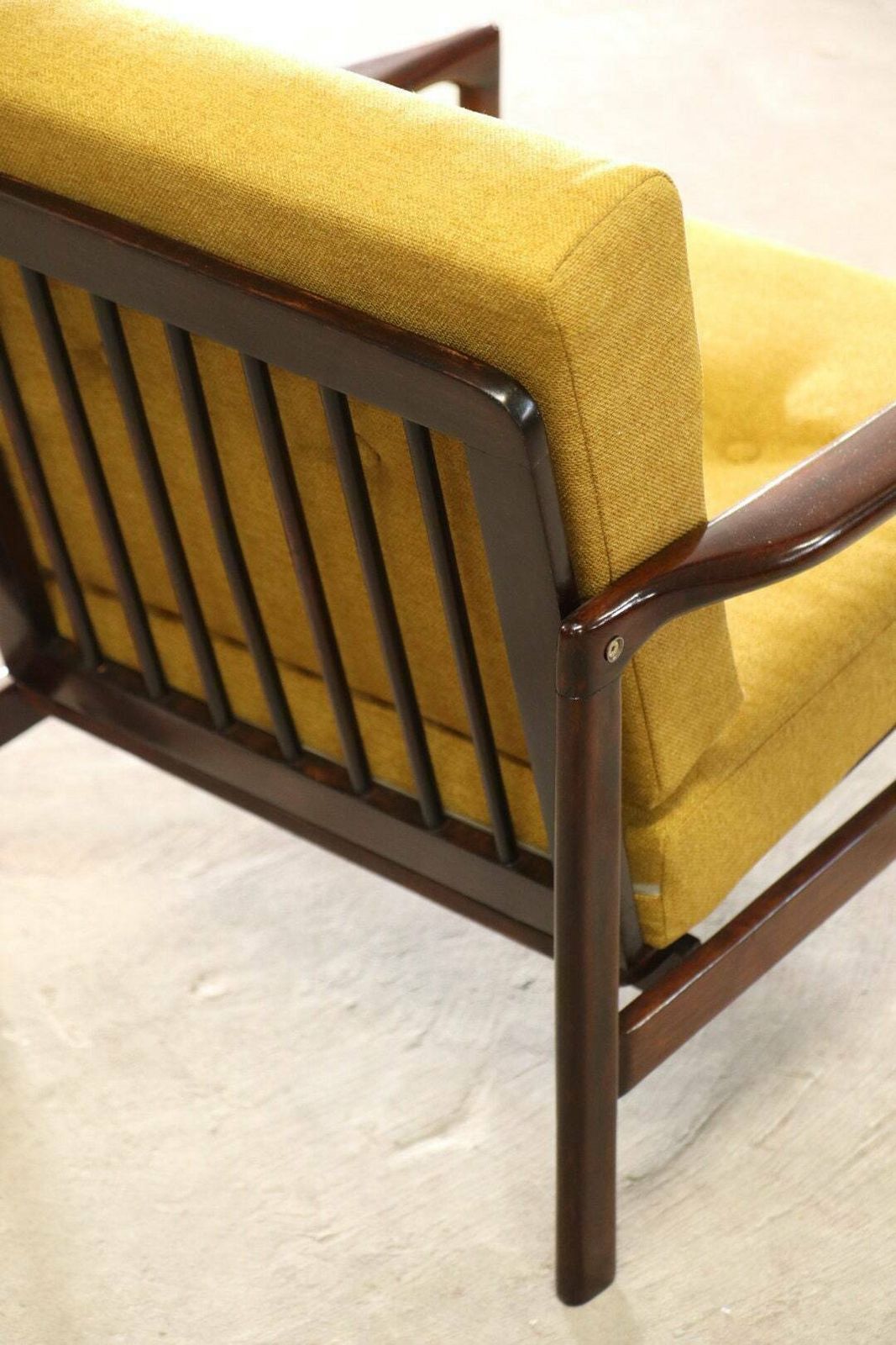 Vintage Armchair Colour Yellow Fabrics Oryginal Scandinavian Chair Design By Z Baczyk 70s Mid Century Modern Design Armchair For Living Room photo vinterior