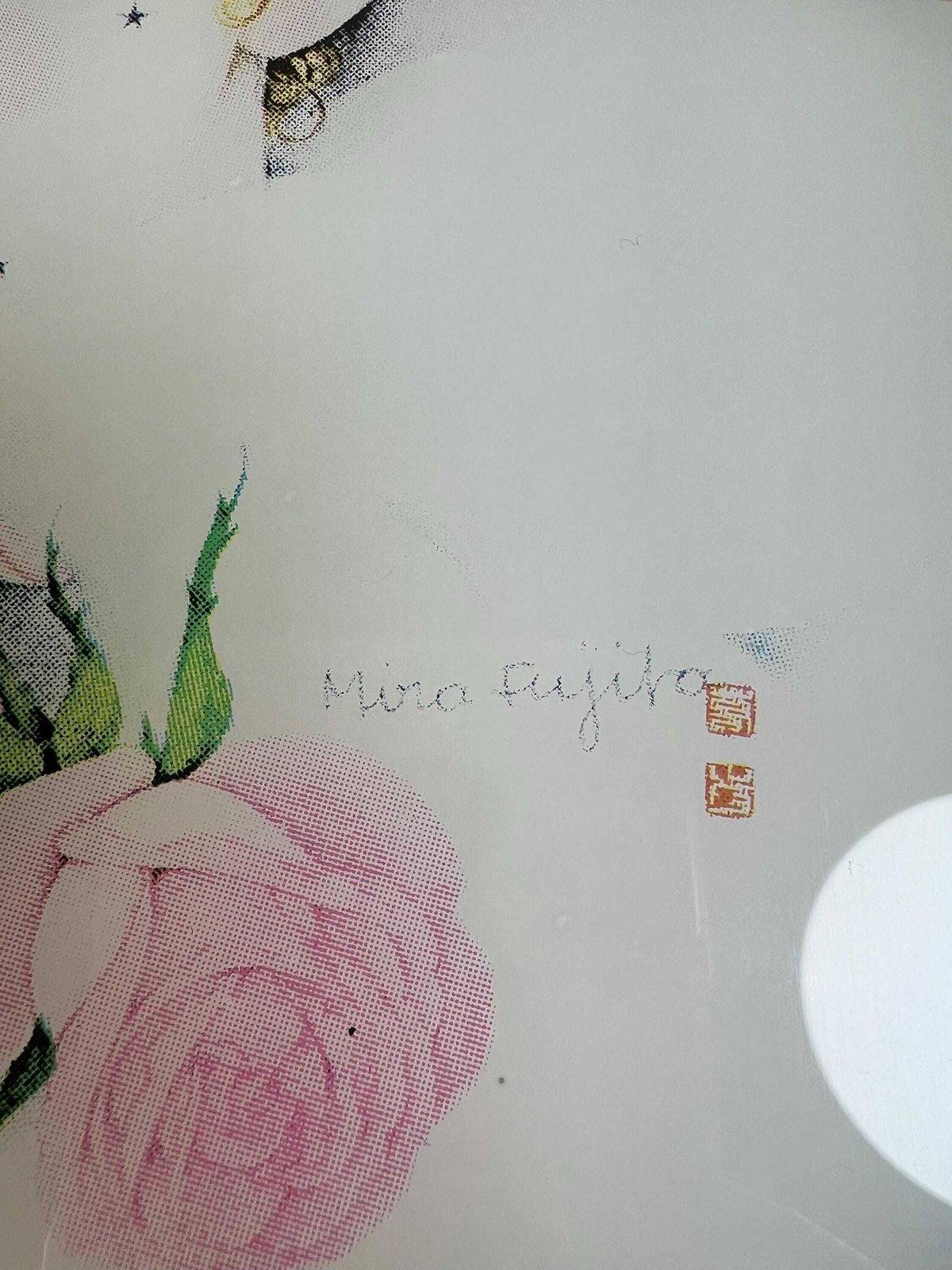Pierrot Mirror Love Print By Mira Fujita   Pierrot With A Rose   1980s  Rare photo vintage