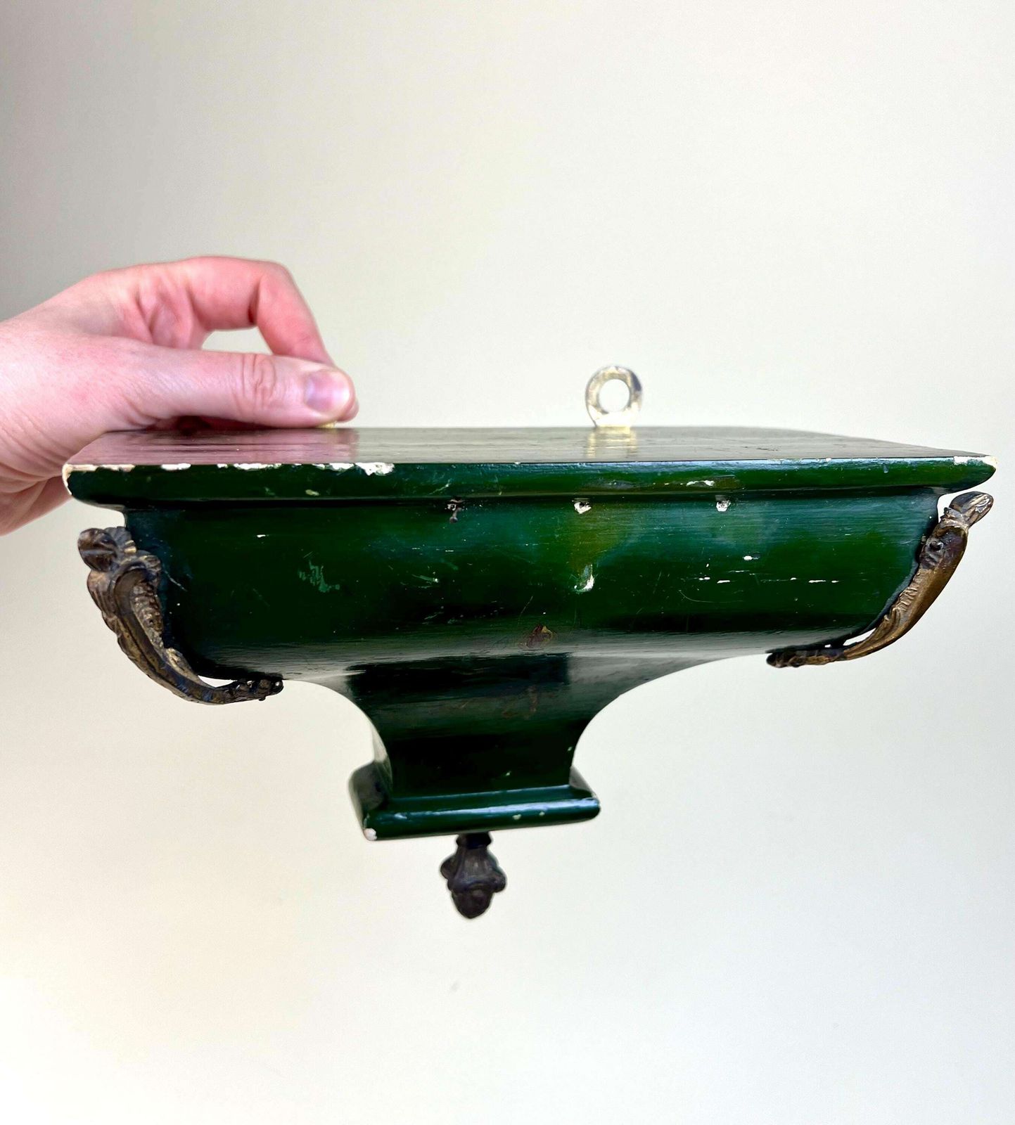 Antique Shelf For Neuchâteloise Clock, Trinket Wall Shelf, Green Floating Shelf, Ornate Shelf, Gothic Victorian Decor, Gothic Home Decor photo 169.0