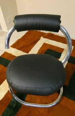 Cobra Chairs In Steel And Black Leather By Giotto Stoppino, 1970s, Set Of 5 photo buy