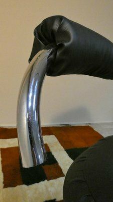 2350.0 Cobra Chairs In Steel And Black Leather By Giotto Stoppino, 1970s, Set Of 5 photo