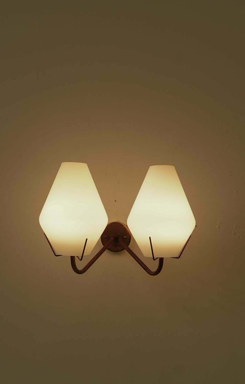 photo furniture Swedish Midcentury Wall Lamps In Brass And Glass By Asea