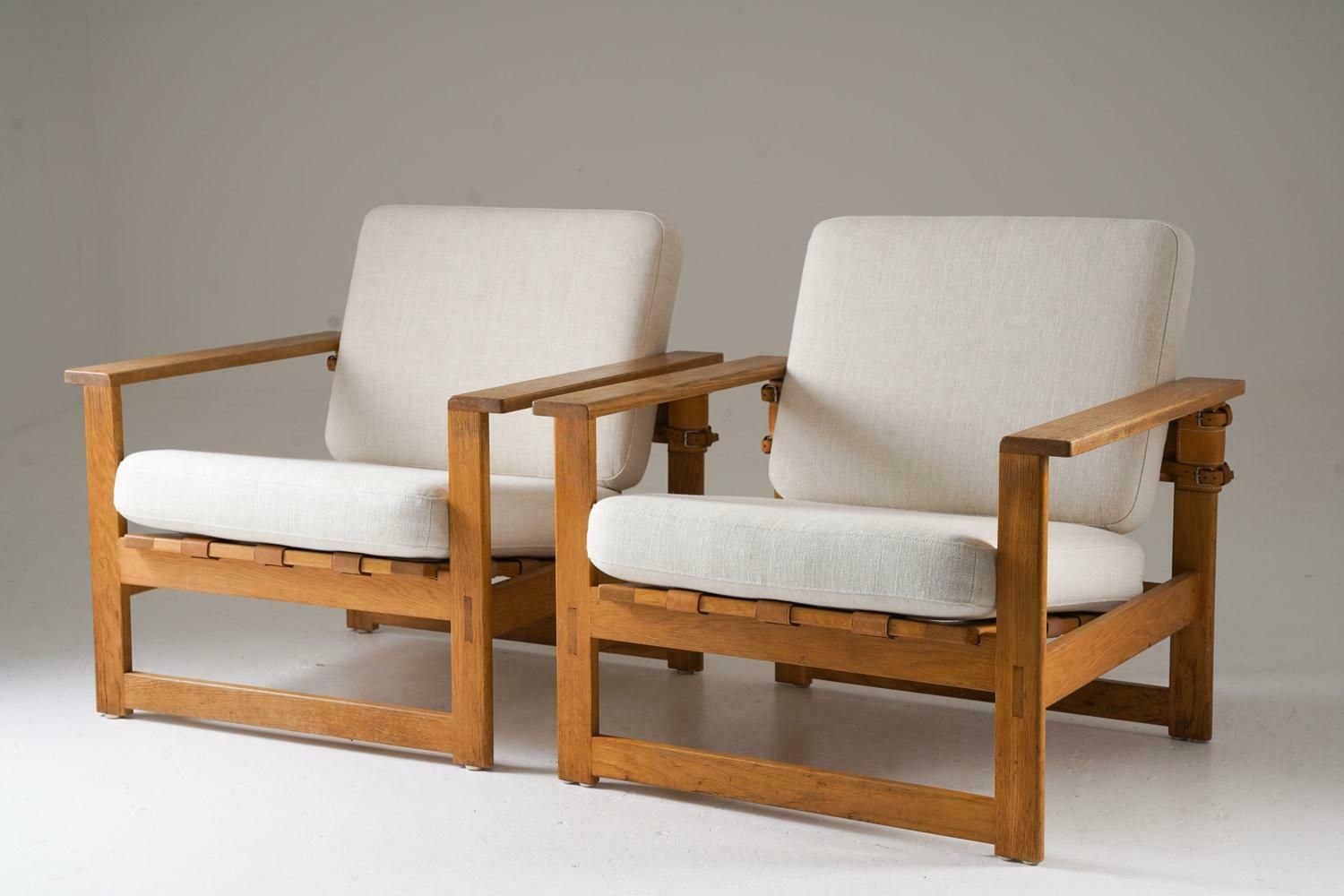 Scandinavian Midcentury Lounge Chairs In Oak And Leather By Nils Roth, 1960s photo furniture