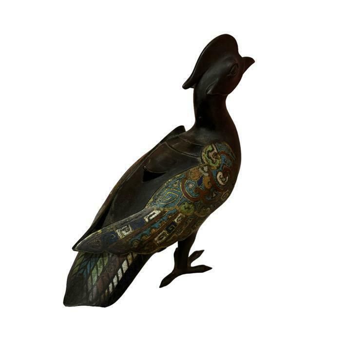 A 19th Century Chinese Bronze Cloisonné Enamel Bird Form Censer photo furniture