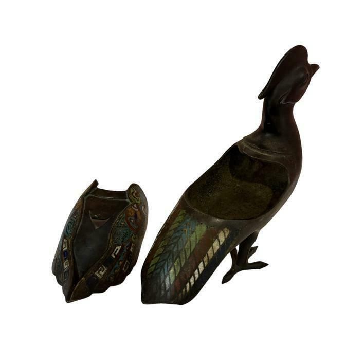 A 19th Century Chinese Bronze Cloisonné Enamel Bird Form Censer photo for sale