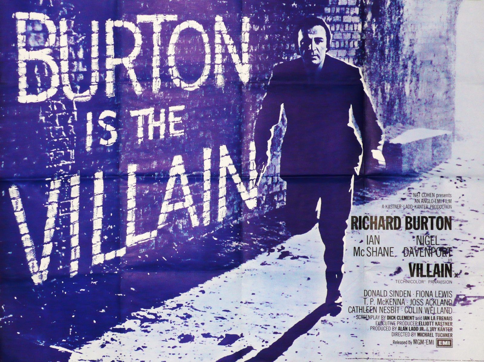 Villain – Richard Burton, Ian Mc Shane – Original Uk Quad Movie Poster 1971