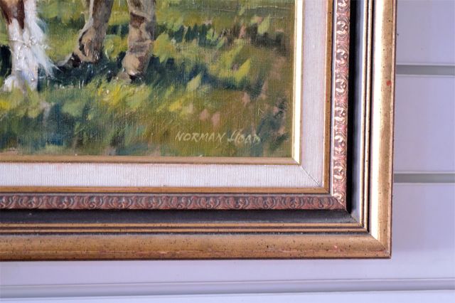 Air Vice Marshal Norman Hoad Oil On Canvas & Shire Horses At Country Fair. photo furniture