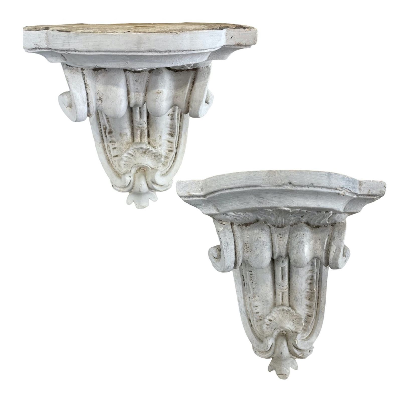 Pair Of Large 19th Century French Plaster Wall Brackets