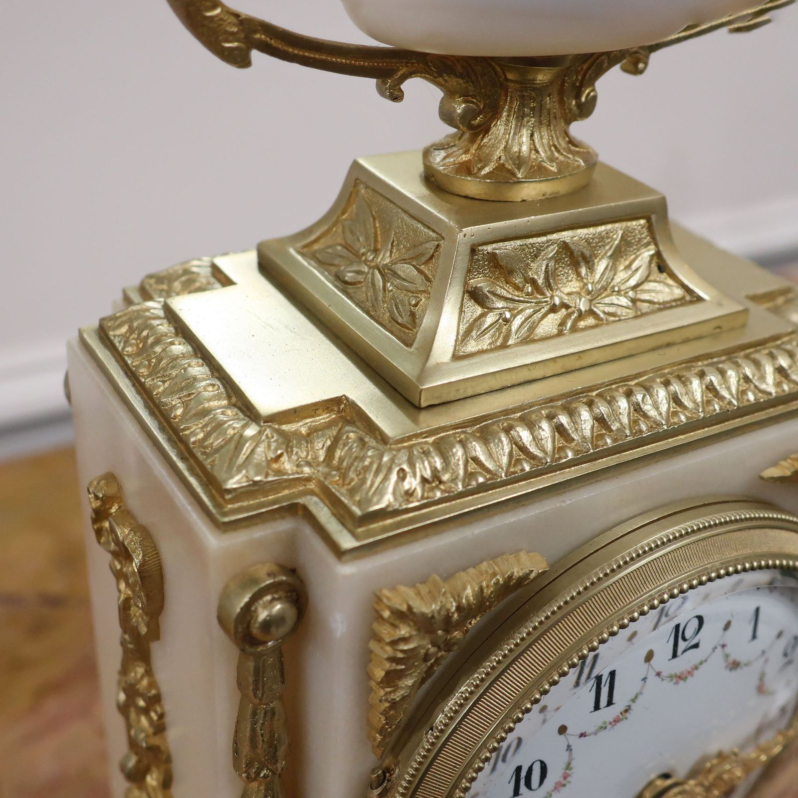 French Louis XVI Style Marble And Bronze Gilt Clock Set By Samuel Marti photo buy