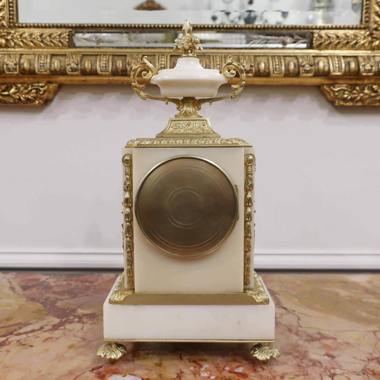 photo for sale French Louis XVI Style Marble And Bronze Gilt Clock Set By Samuel Marti