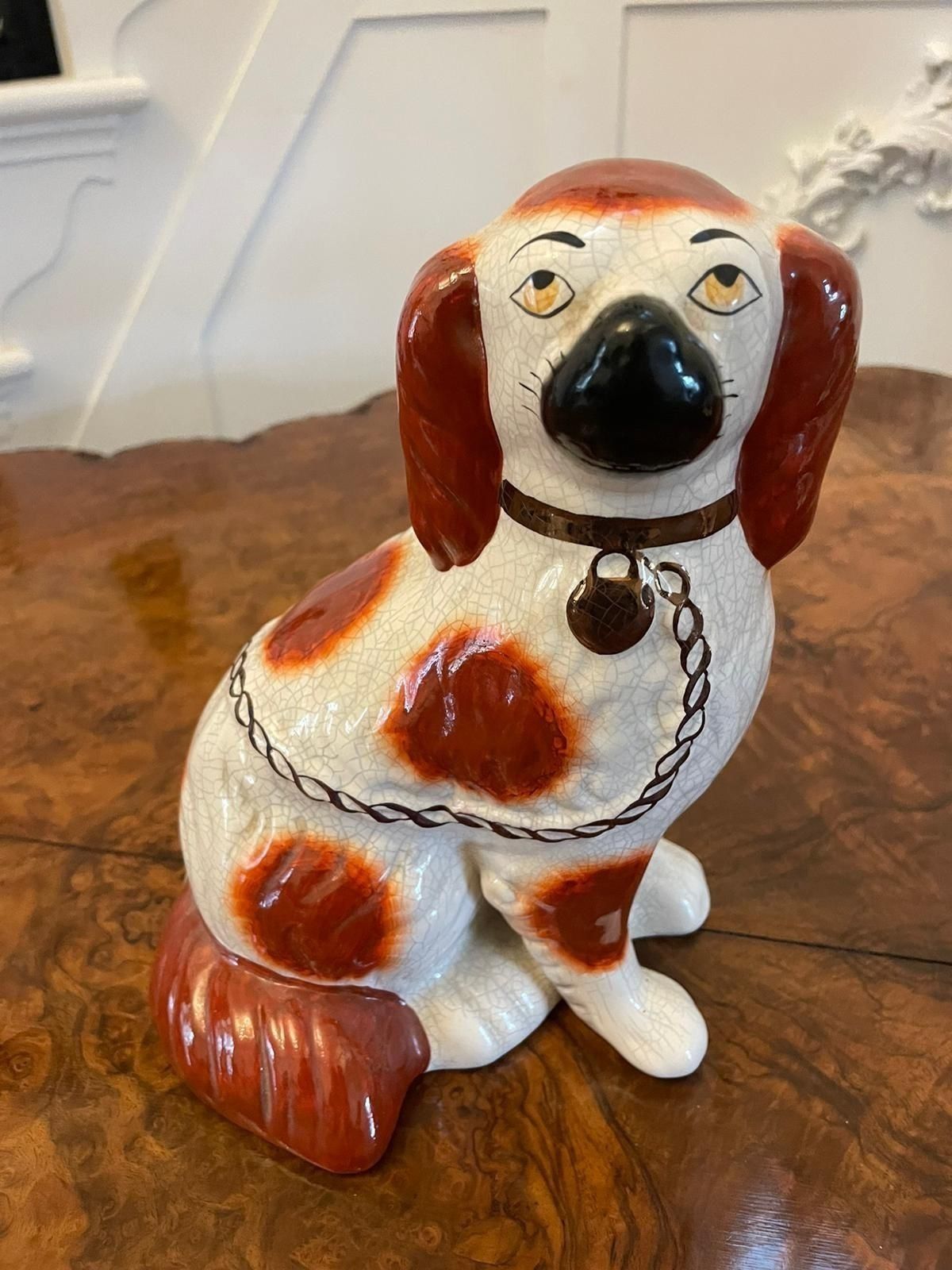 Pair Of Antique 19th Century Quality Staffordshire Dogs photo vinterior