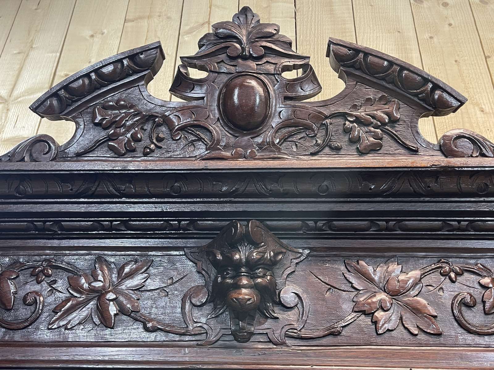 Renaissance 2 Body Sideboard On The Theme Of Hunting And Fishing, 19th Century Work In Oak photo furniture