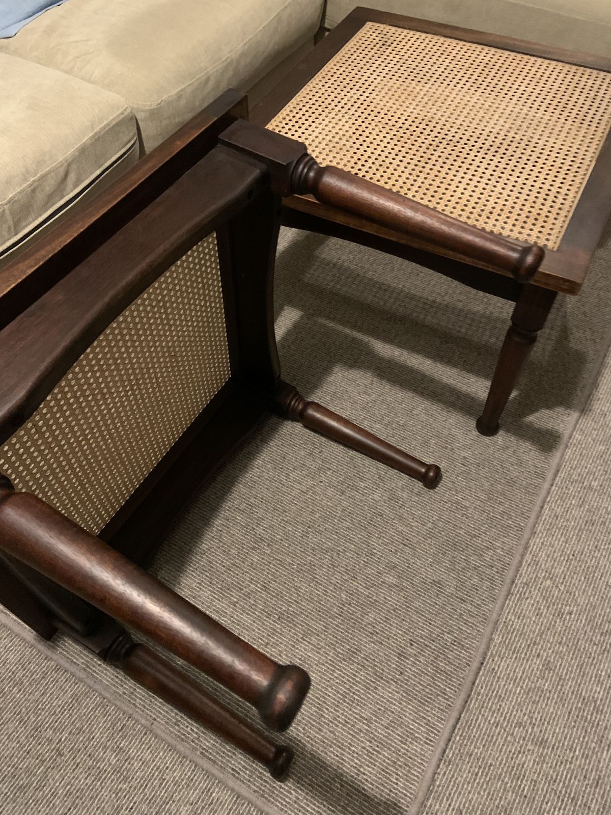 Matching Pair Of Rattan Side/Luggage Tables photo furniture