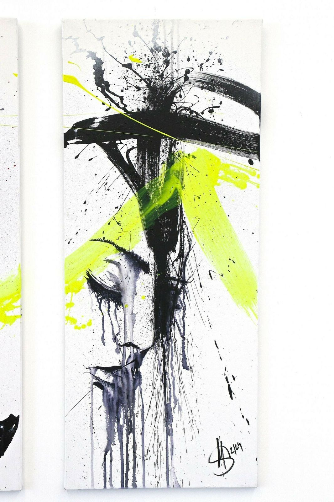 Three Part Painting "Eve & The Snake" By Ms, Acryl On Canvas, Austria 2024 photo 6500.0