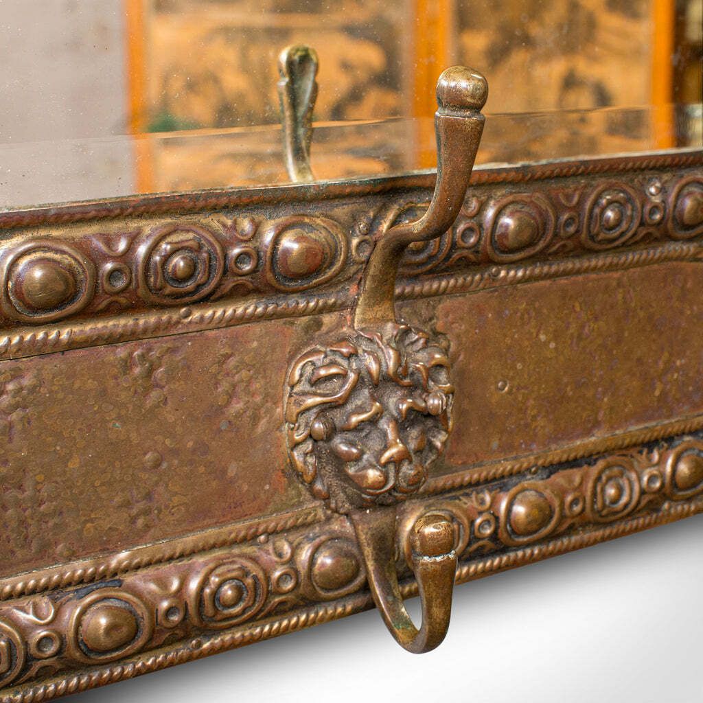 Antique Hallway Valet Mirror, Dutch, Brass, Reception, Wall, Edwardian, C.1910 photo buy