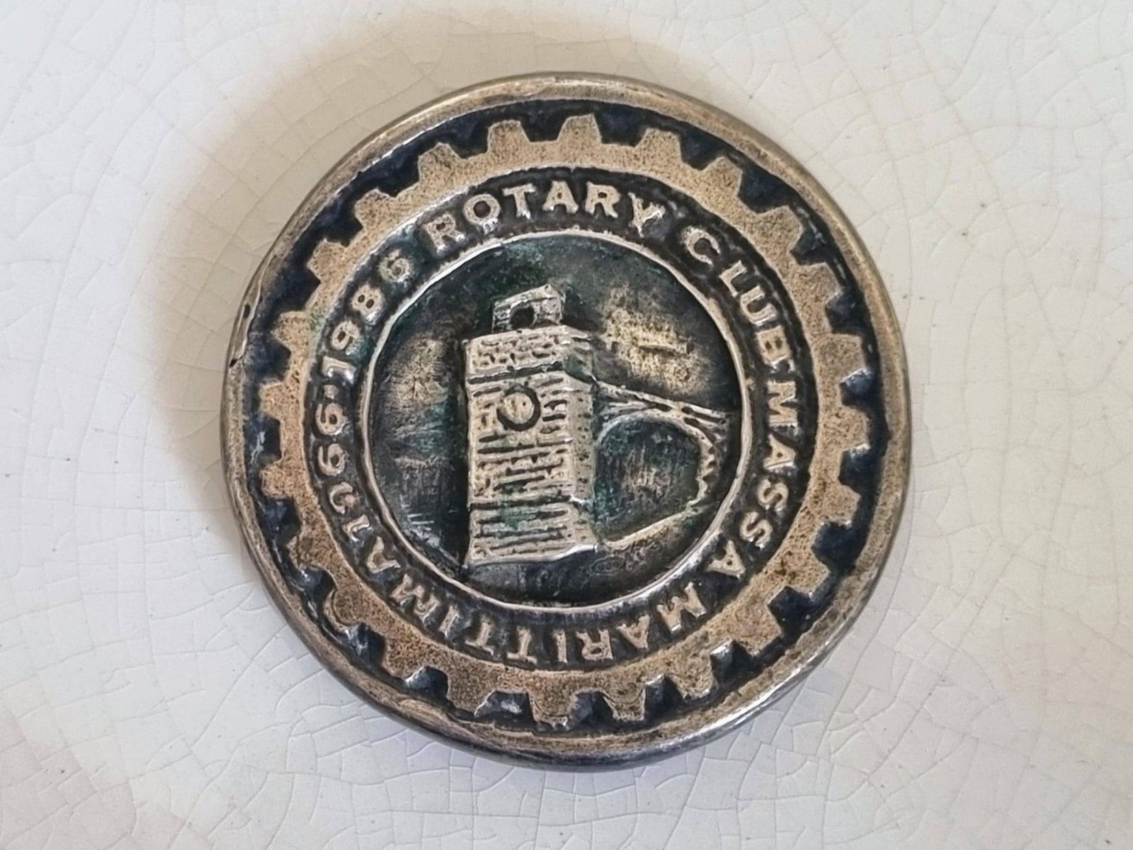1986 Rotary Club Massa Marittima Bronze Medallion | Italian Clock Tower | Double Sided Service Token | Historical Italian Medal photo Home Decor