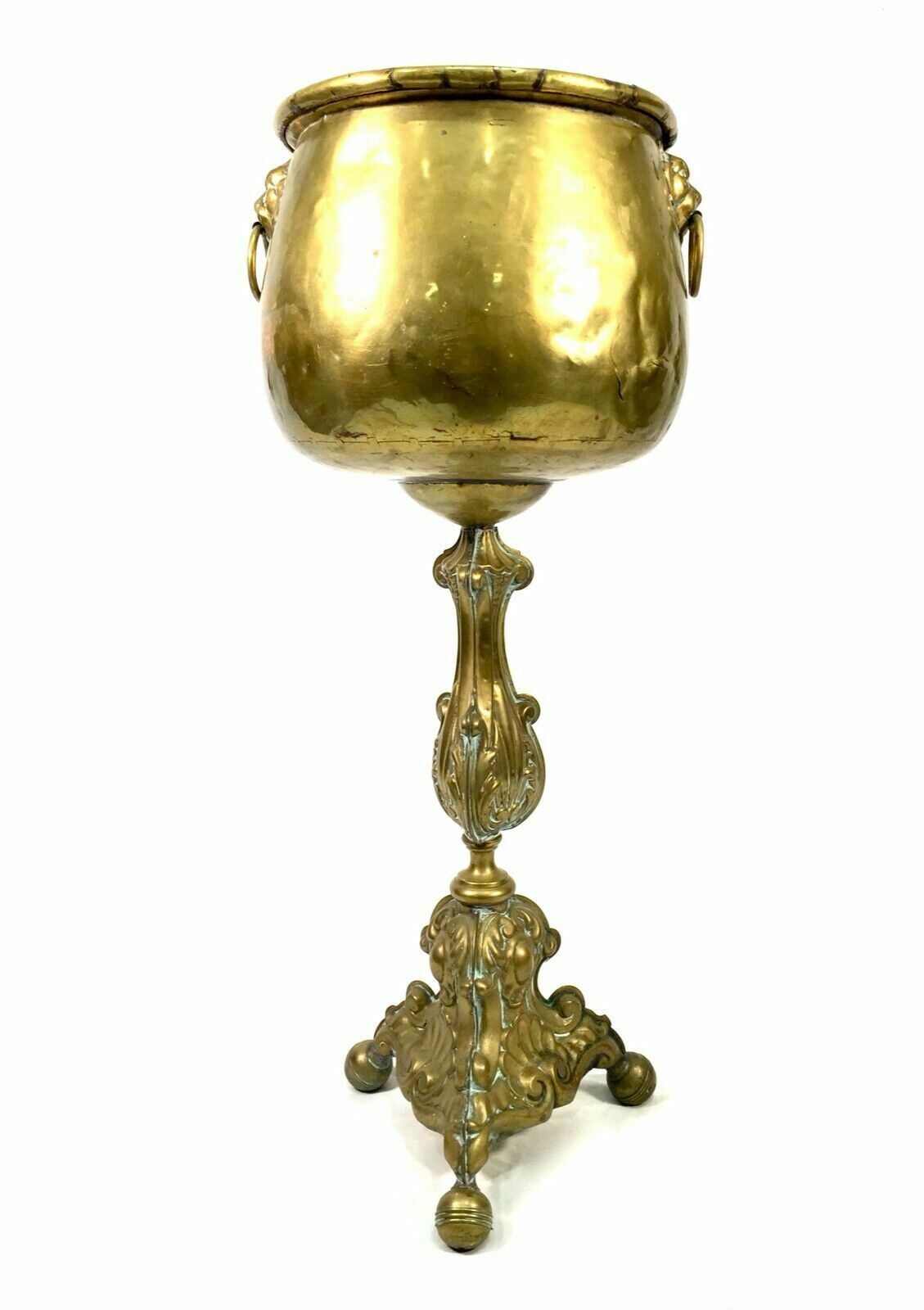 photo furniture Antique Large Floor Standing Brass Jardiniere / Plant Pot / Planter C.1900