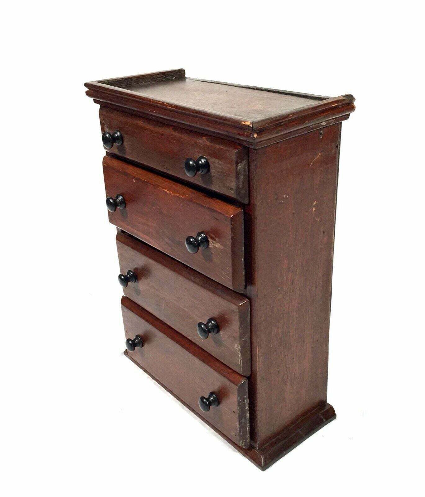 Antique Miniature Tabletop Wooden Chest Of Drawers C.1900 / Apprentice Furniture photo furniture