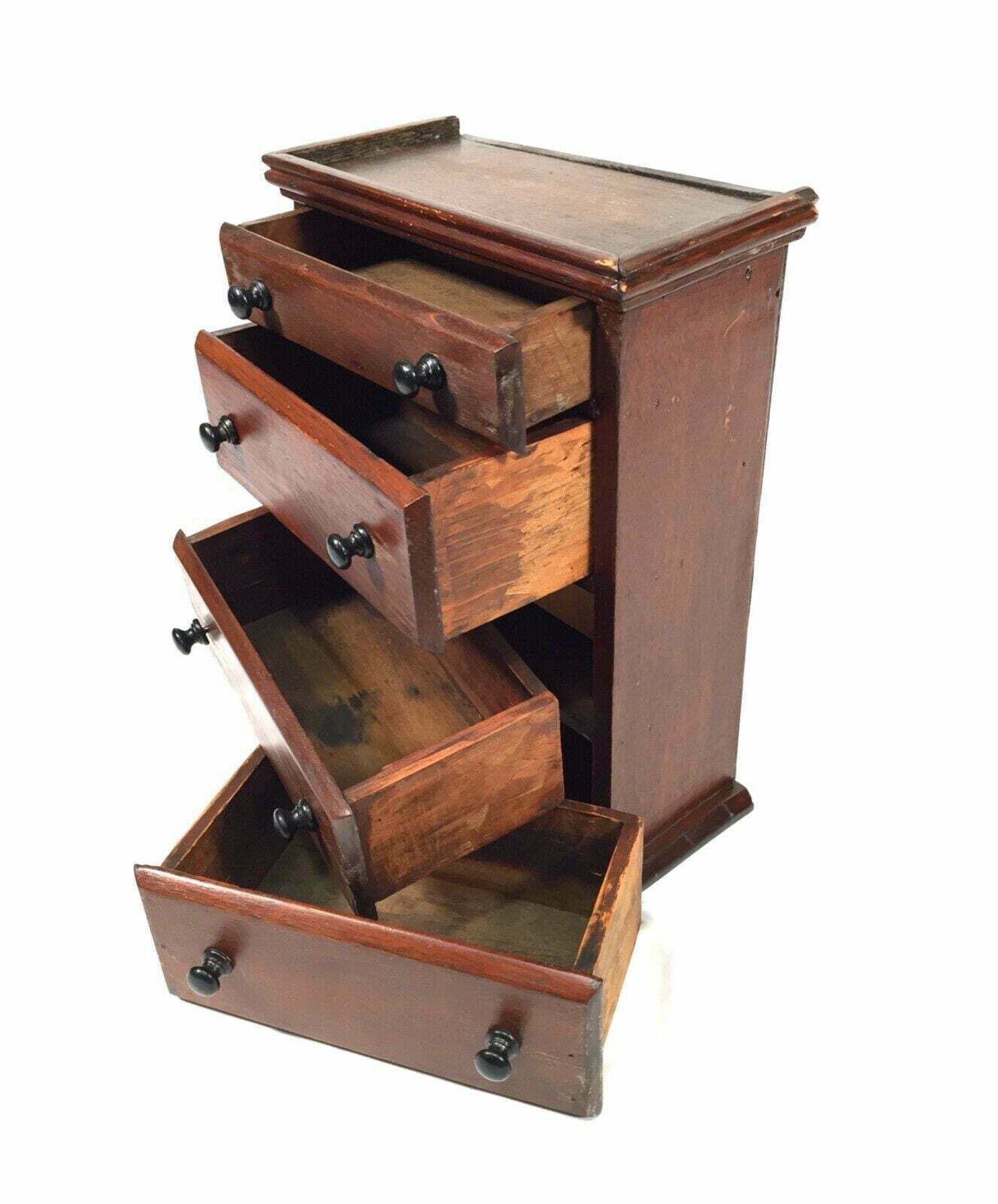 Antique Miniature Tabletop Wooden Chest Of Drawers C.1900 / Apprentice Furniture photo Furniture