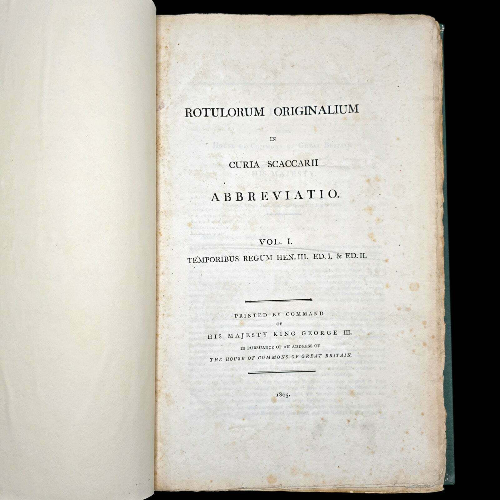 2 Vols Antique Reference Book Set, Rotulorum Originalium, Public Records, Latin photo for sale