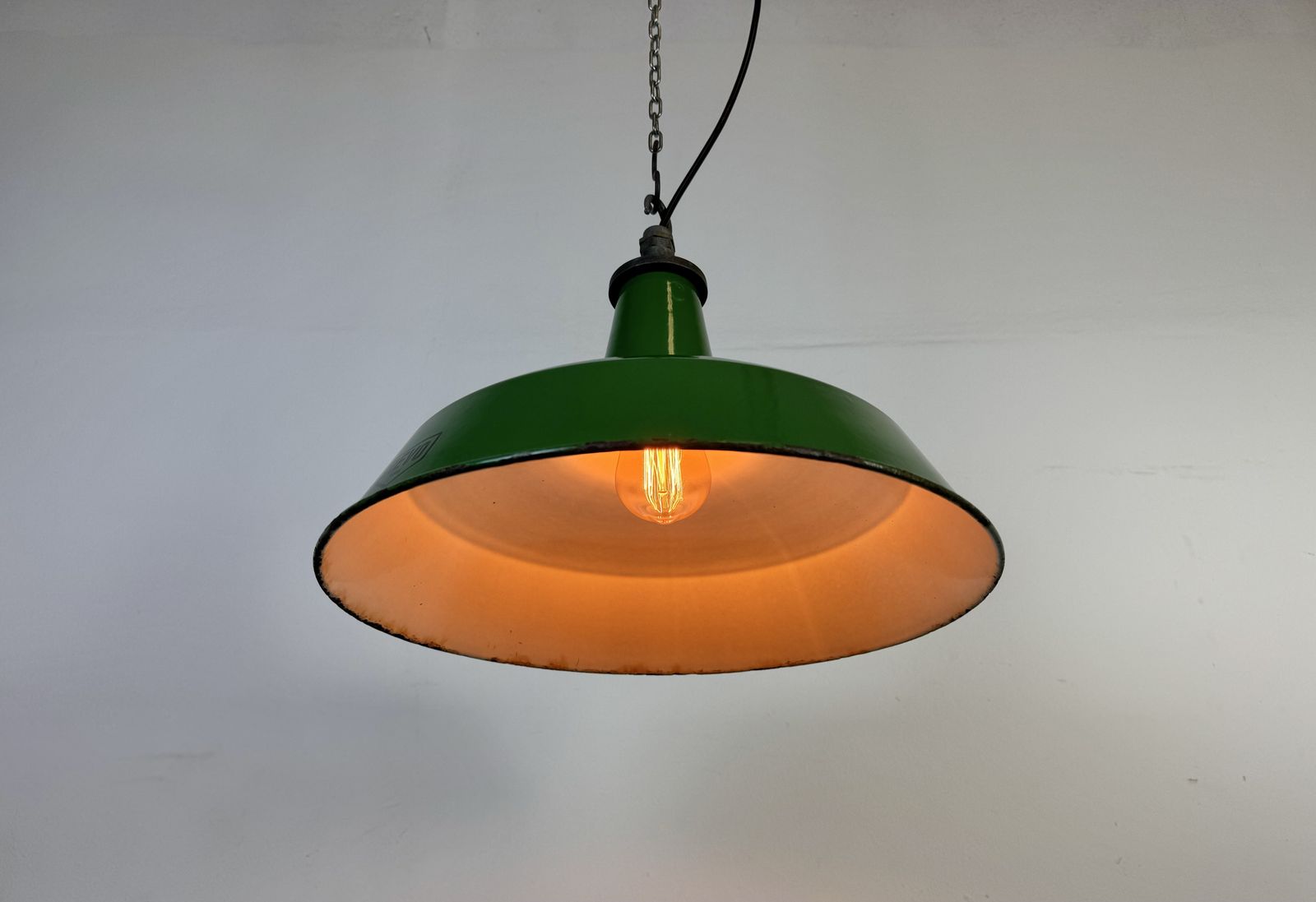 photo furniture Industrial Green Enamel Factory Pendant Lamp From Revo, 1950s, 4x